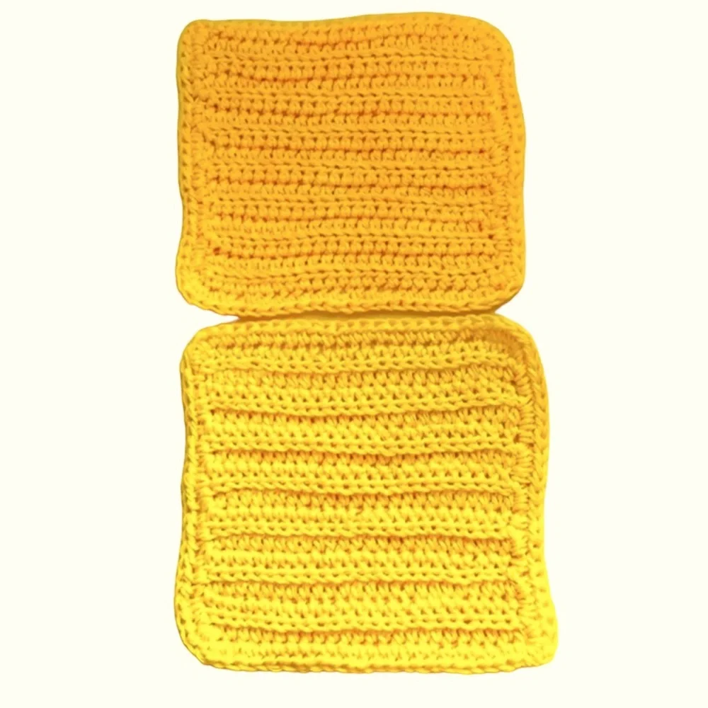 Hand Crafted Two Crocheted Colorful All Purpose 100% Cotton Wash or Dish Cloths